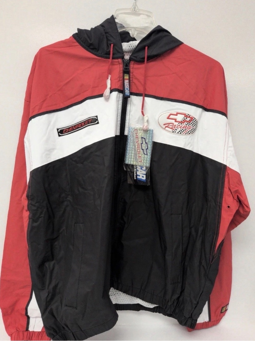 Men's XL Essex Chevrolet Racing NASCAR Windbreaker Jacket Red Black White NWT